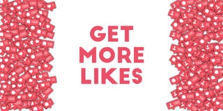 get more lik!   es social media icons in abstract shape background with counter comment and - basic insta likes